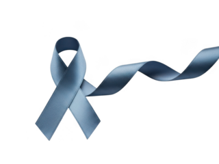 Blue awareness ribbon symbol for prostate cancer or mens health issue isolated on transparent background