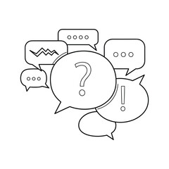 Collection of speech bubbles with question mark and exclamation