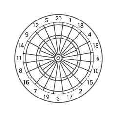 Detailed illustration of a dartboard with numbered sections