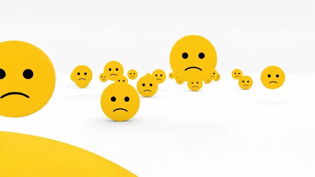Sad yellow emojis on white background.