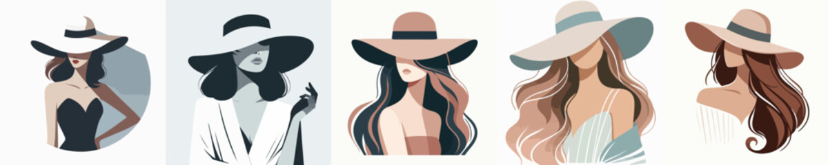 vector woman wearing a hat on white background flat design