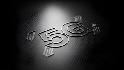 Modern 5G Technology Symbol on Dark Textured Background