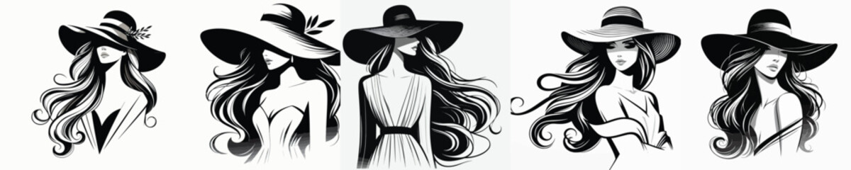 vector woman wearing a hat on white background flat design