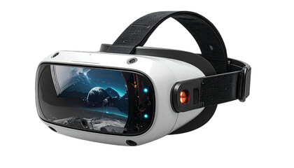 Fototapeta premium White VR headset with space scene projected onto the internal lens