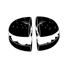 Obraz premium Bagel with Cream Cheese Silhouette Vector Breakfast Food Icon Isolated on White Background
