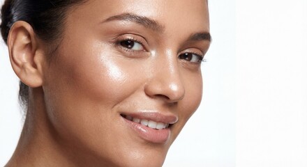 Obraz premium Close-up Portrait of a Natural Beauty with Fresh Radiant Skin