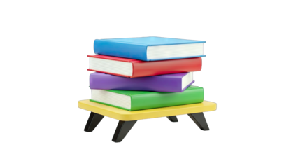 Stack of Colorful Books on a Small Table - Education Concept