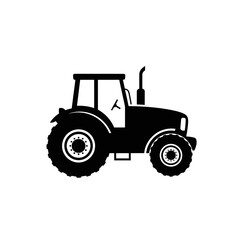 Obraz premium Farm Tractor Silhouette Vector Illustration Isolated on White Background for Agriculture and Industrial Farming Design
