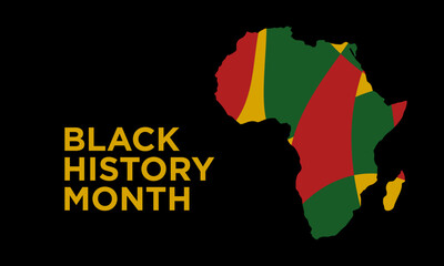 Black history month  background design with africa map silhouette in red, yellow and green