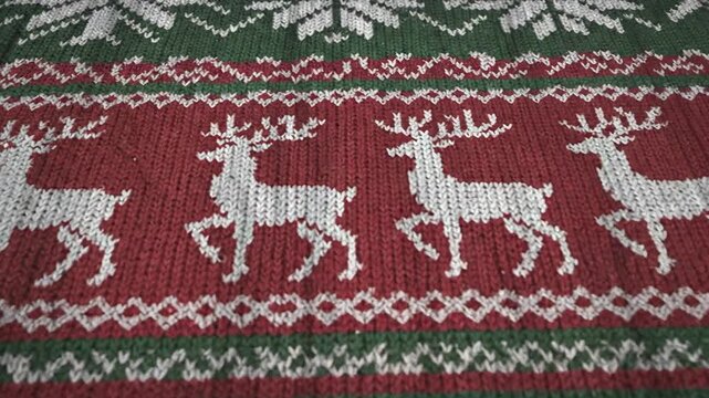 Textile pattern featuring reindeer and snowflakes design for holiday season