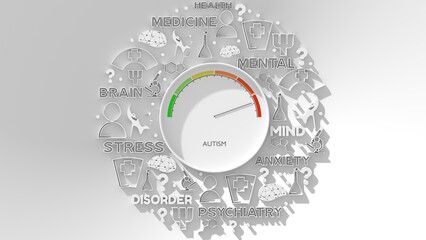 Medical concept. Autism risk measurement. Psychotherapy concept. 3D render