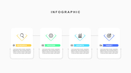 Infographic design template with icons and 4 options of business simple Suitable for process diagrams, presentations, workflow layout, vector, illustration.