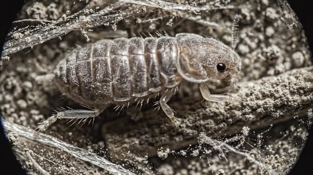 Microscopic View of Dust Mite - This video shows a magnified view of a dust mite, a common allergen found in household dust.