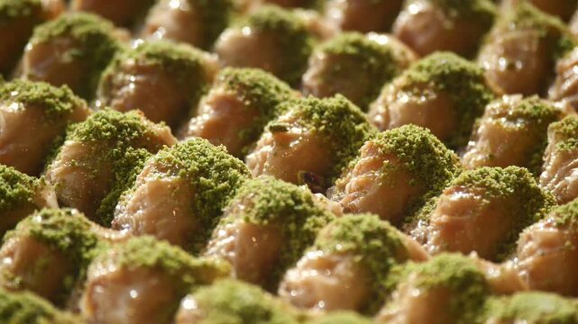Enjoying baklava at a local dessert shop