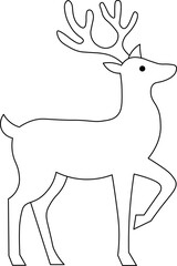 Minimalist reindeer illustration with antlers, standing gracefully, embodying the spirit of Christmas and winter holidays, perfect for festive designs and seasonal decorations