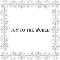 Joy to the World holiday greeting card design featuring snowflakes and festive typography, perfect for Christmas and New Year celebrations with copy space for personalization