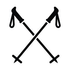 Ski poles crossed silhouette icon on white background
