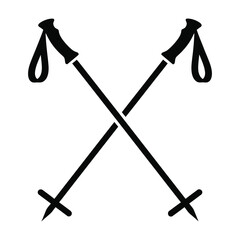 Ski poles icon with crossed design for winter sports equipment