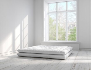 Empty room with a white futon