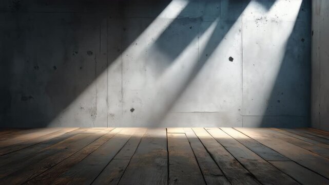 木の床とコンクリート壁に光が差し込む空間