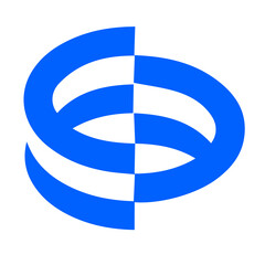 Abstract Circular Swirl Logo Symbol in Blue for Technology and Business Branding