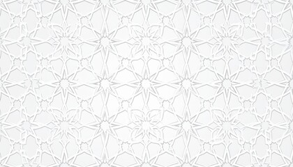Islamic arabesque design greeting card for Ramadan Kareem,Arabic ornamental monochrome detail of mosaic isolated on a light background