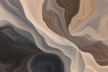 Elegant fluid art with smooth transitions of beige, brown, and grey shades creating a serene pattern