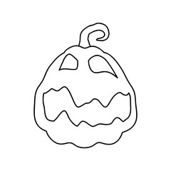 Outline for Coloring of Halloween Pumpkin. One of the Fall Holiday Symbol. Vector Illustration.