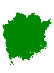 Obraz premium 岡山県の地図（グリーン）