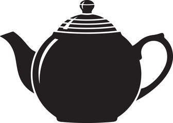 Black silhouette of a classic teapot with lid kettle