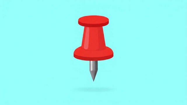 A red push pin with a silver point against a light blue background with a subtle shadow underneath.