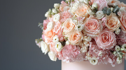 Elegant Pastel Rose Bouquet Floral Arrangement on Dark Background