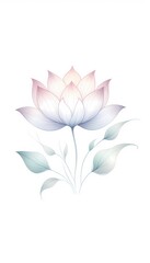Fototapeta premium A delicate watercolor painting of a lotus flower blooming with soft pastel petals and subtle green leaves.