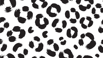 Fototapeta premium Abstract Hand-Drawn Black and White Leopard Print Seamless Pattern Background for Textile and Fashion Design