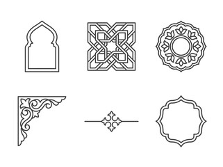 Vector icons Collection of Islamic Geometric Patterns and Ornaments. Vector Illustration. EPS Editable