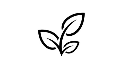 Fototapeta premium Simple Outline Drawing of Three Growing Leaves Symbolizing Nature and Growth