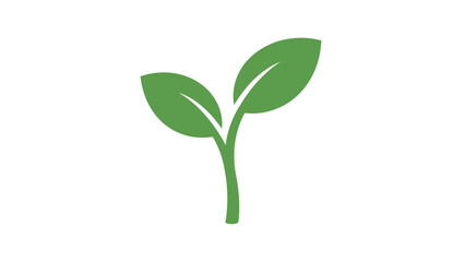 A simple, minimalist graphic illustration of a young green sprout with two leaves emerging from a stem, symbolizing growth, nature, and new beginnings © Abhinaya Project