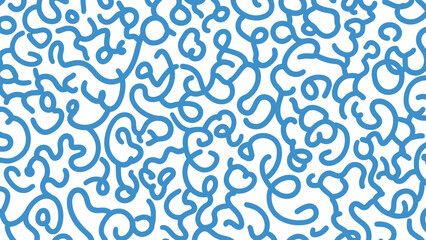 Abstract blue squiggle pattern on a white background, simple and organic line art texture
