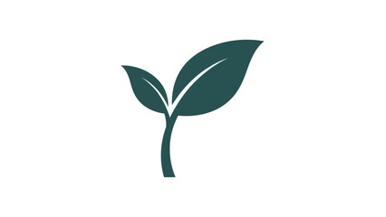 Illustrative Icon of a Young Plant Sprout with Two Leaves, symbolizing growth, nature, and new beginnings