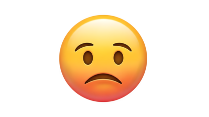 Concerned face emoji isolated on transparent background