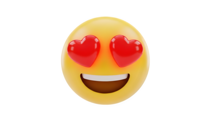 Love eyes smiling face emoji isolated on transparent background