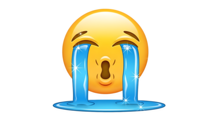 Crying face emoji isolated on transparent background