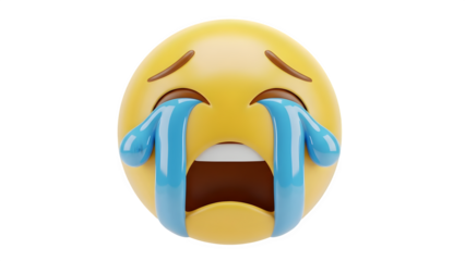 Crying laughing emoji isolated on transparent background