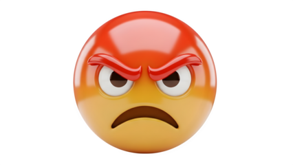 Angry emoji face with red hair isolated on transparent background