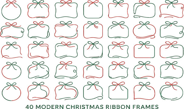 Massive Festive Bundle of 240+ Christmas Frames: Geometric Rose Gold, Nordic Folk Art, Minimalist Ribbons, and Botanical Wreaths for Holiday Branding