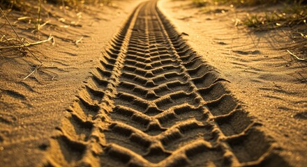 Golden Hour Tire Track in the Sand