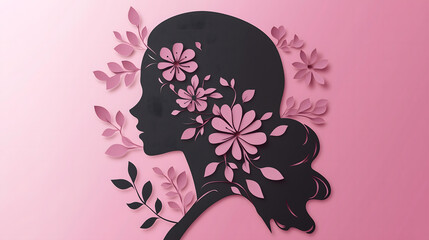 Elegant Women&rsquo;s Day Paper Cut Silhouette with Floral Decoration