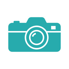 Camera icon in teal color on white background