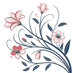 Artistic floral brushstrokes with red and white flowers