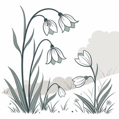 Calm morning mist flowers in a serene landscape grass